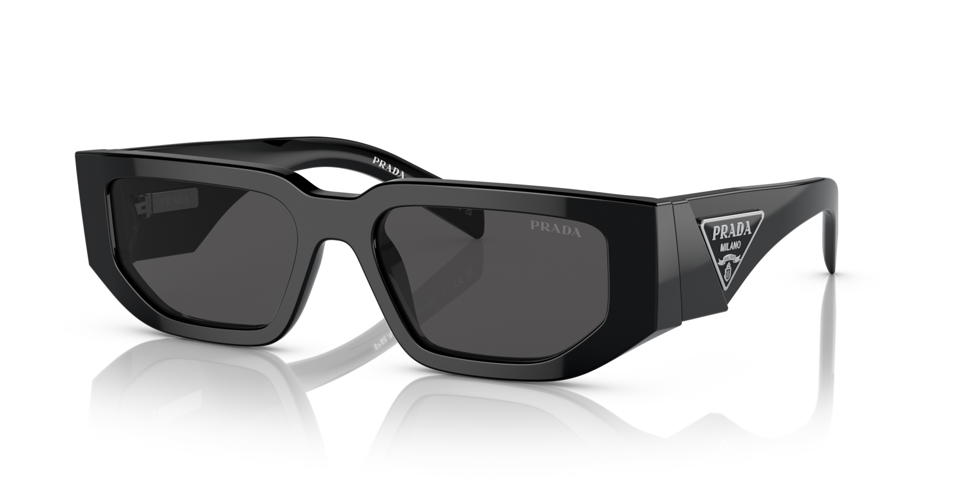 PR 09ZS Schwarz AcetatSunglass Frames von B24, Dreiviertelansicht