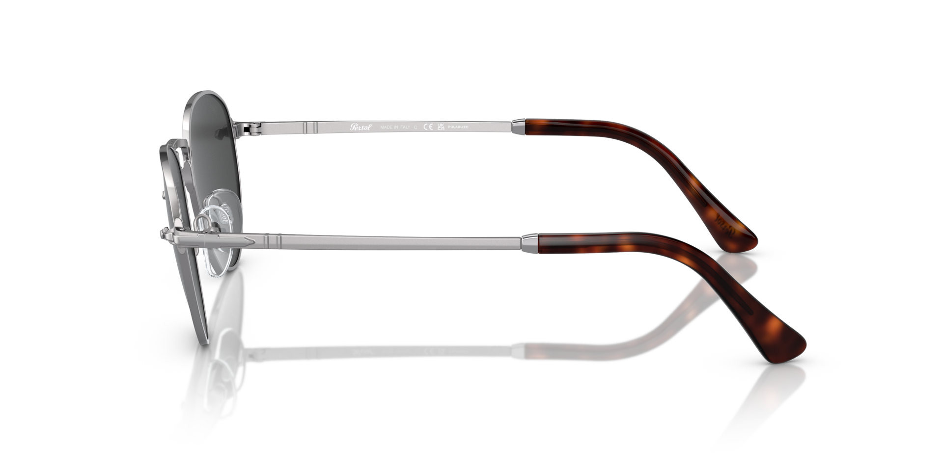 PO2491S Staalgrijs MetaalSunglass Frames van B24, Zijaanzicht