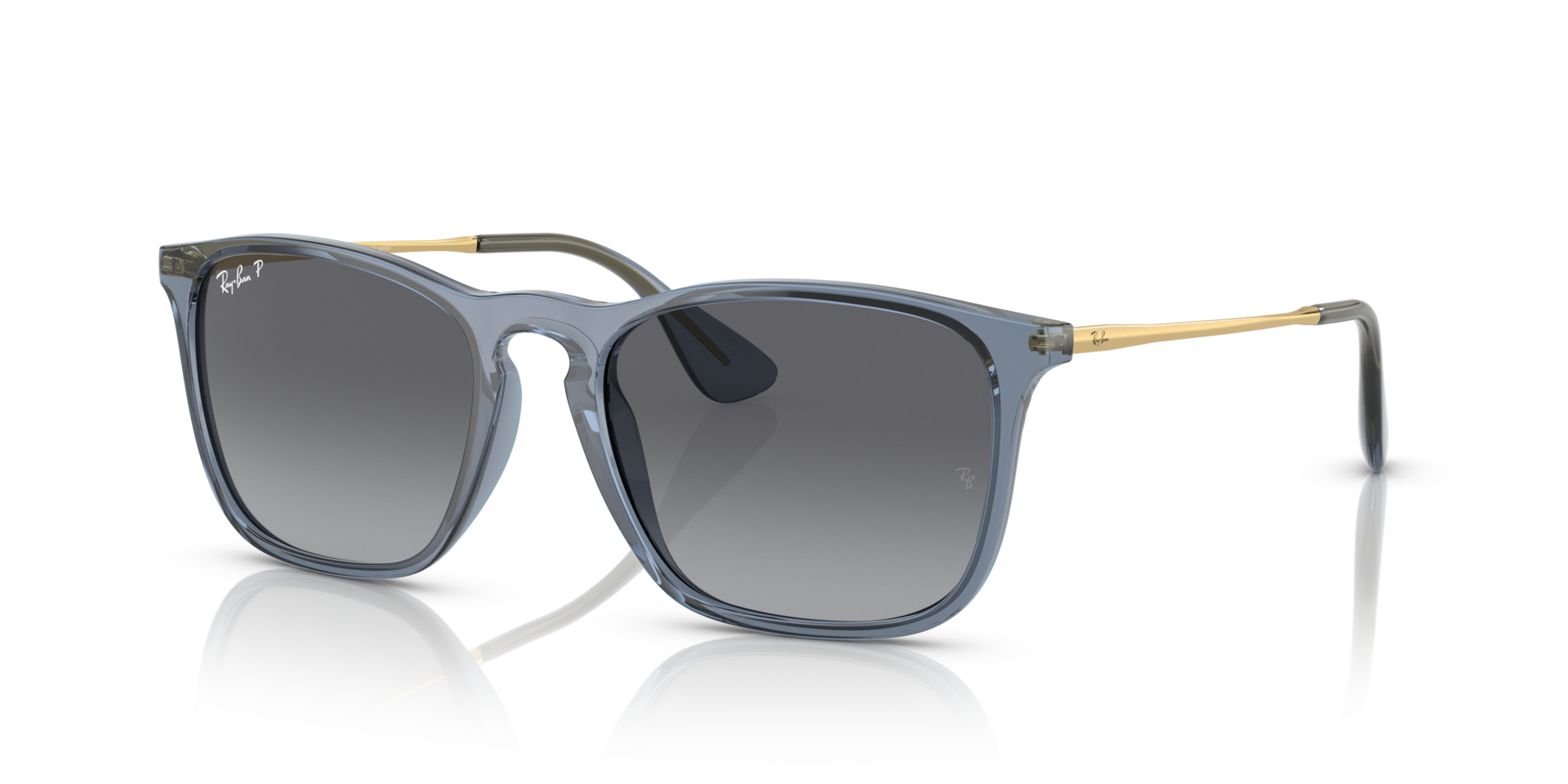 RB4187 Blau transparent KunststoffSunglass Frames von B24, Dreiviertelansicht