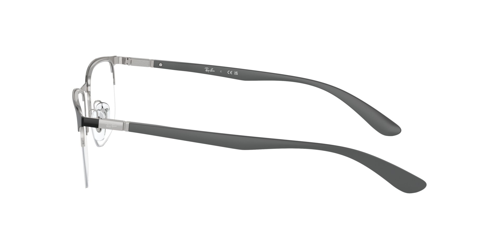 RB6513 Schwarz auf Silber MetallEyeglass Frames von B24, Seitenansicht