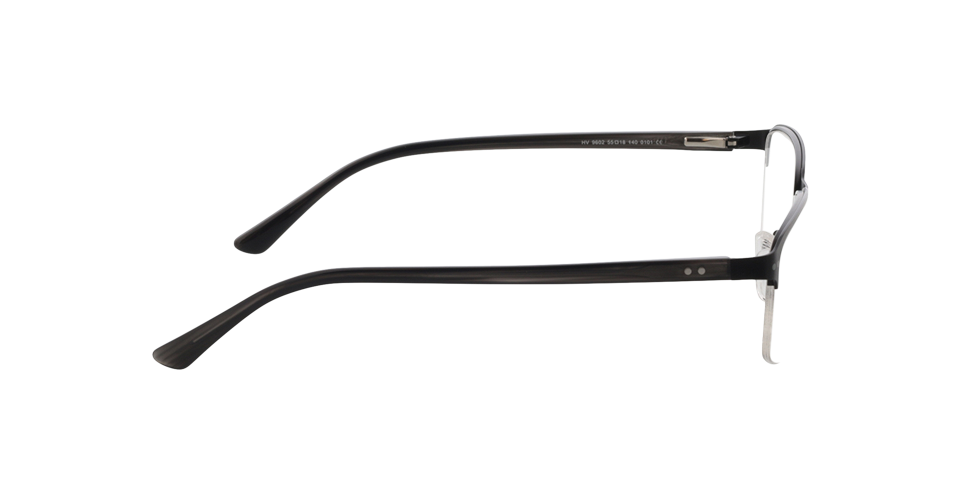 Frisco Mattschwarz MetallEyeglass Frames von B24, Seitenansicht
