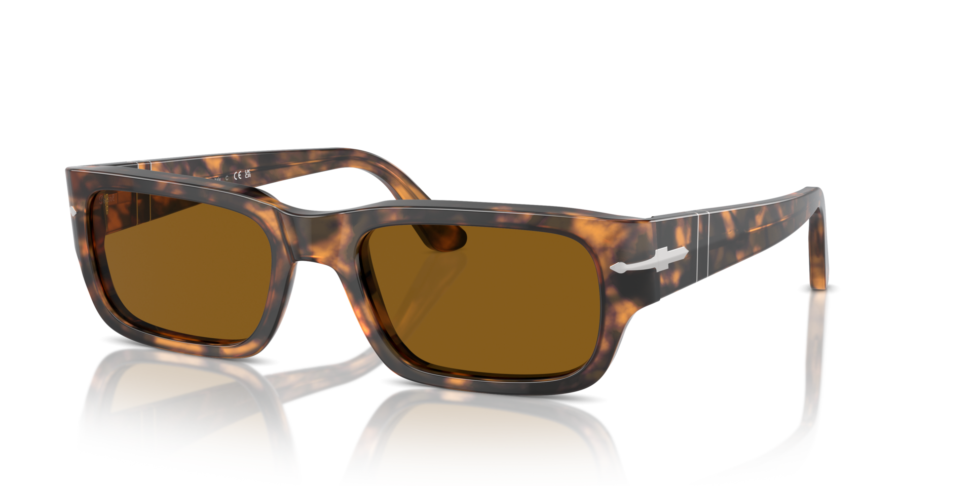 PO3347S Bruin Havana AcetaatSunglass Frames van B24, Hoekweergave