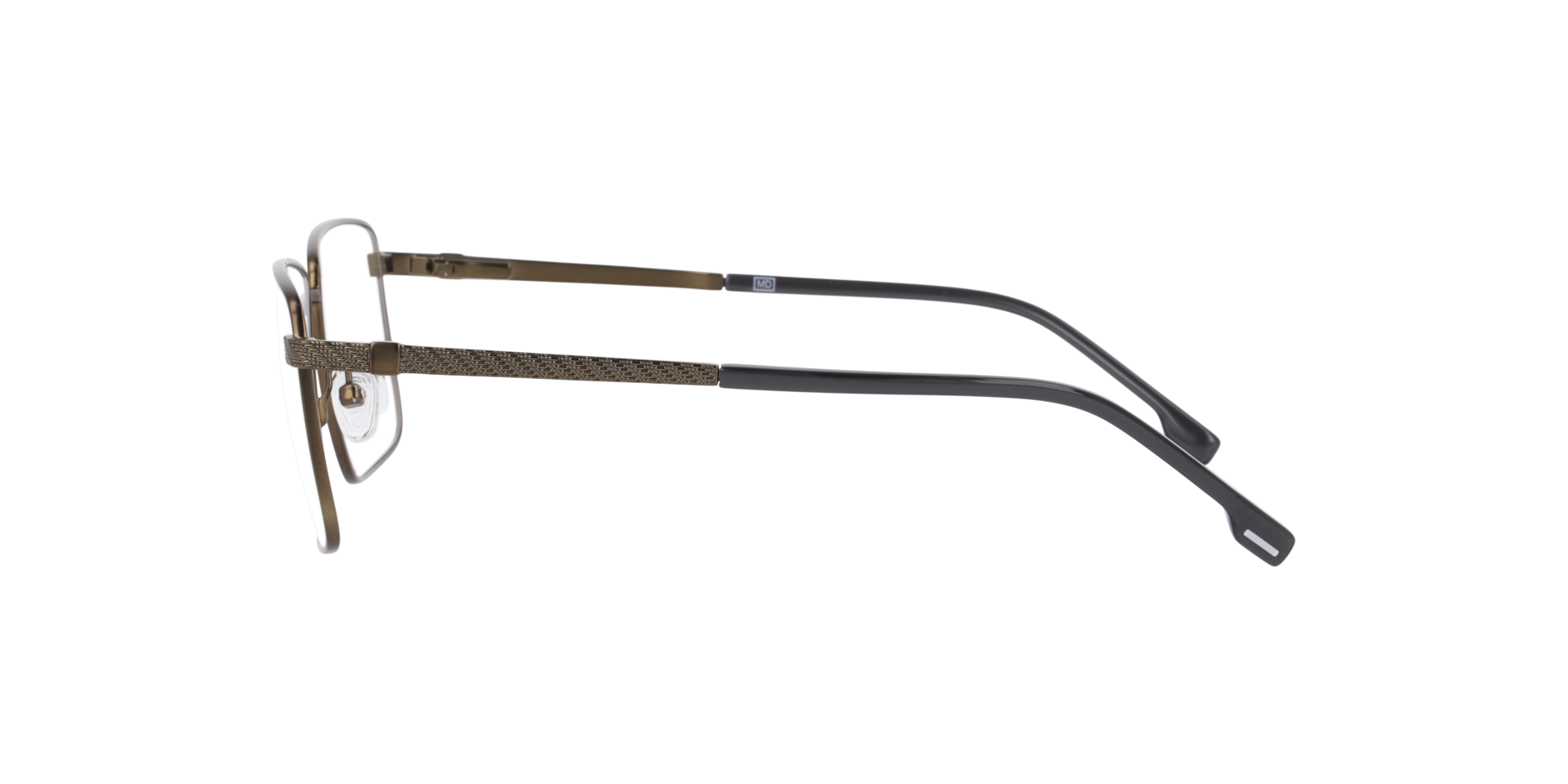 Sheffield Dark Khaki MetaalEyeglass Frames van B24, Zijaanzicht