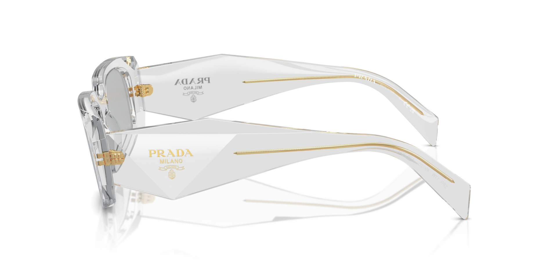 PR 17WS Transparant grijs AcetaatSunglass Frames van B24, Zijaanzicht