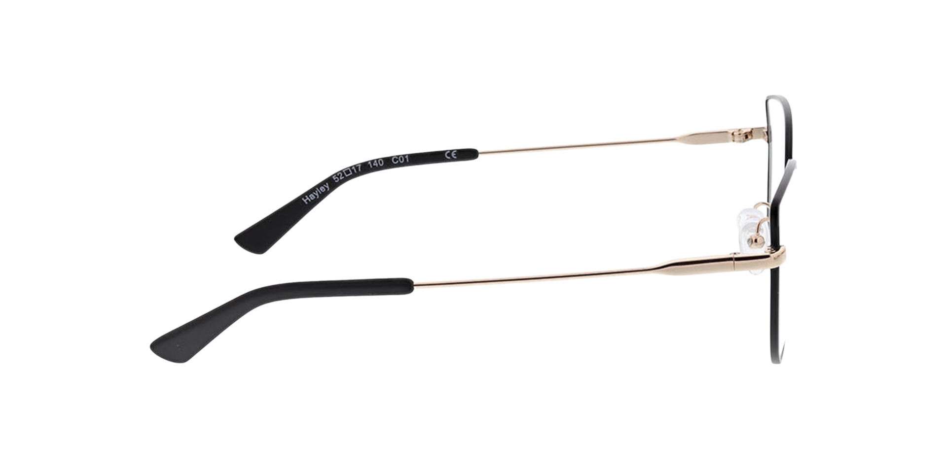 Hayley Zwart & goud MetaalEyeglass Frames van B24, Zijaanzicht