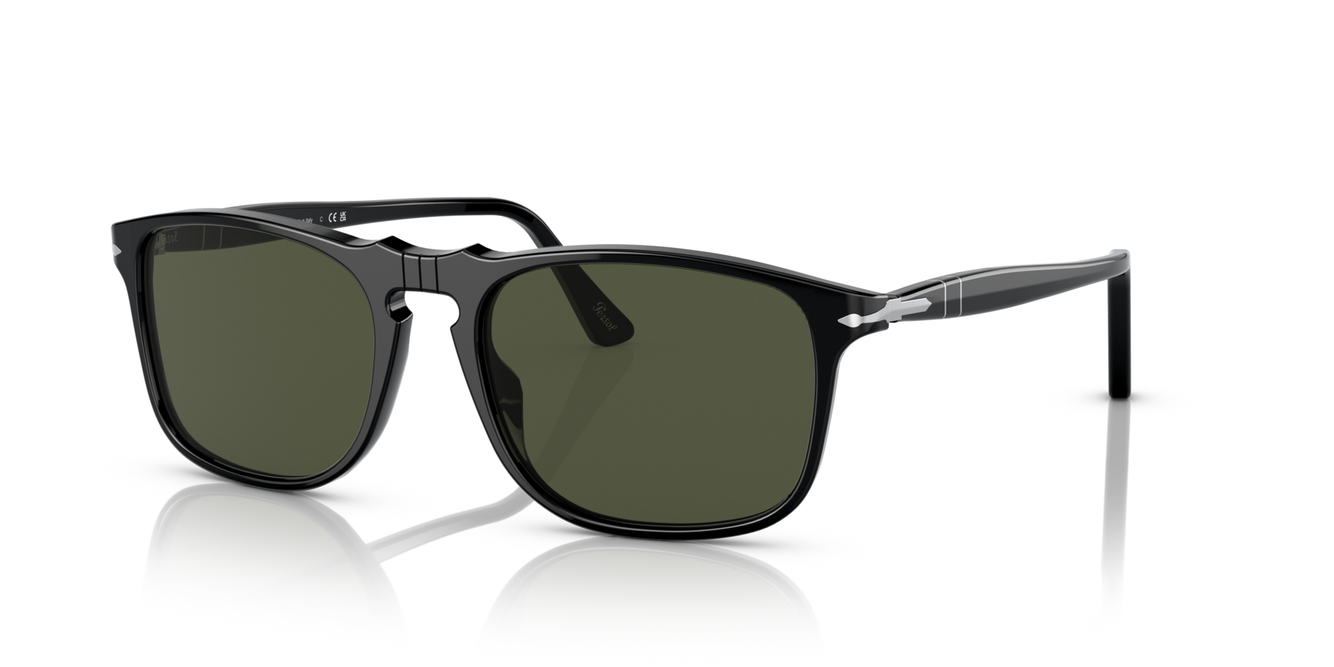 PO3059S Zwart AcetaatSunglass Frames van B24, Hoekweergave