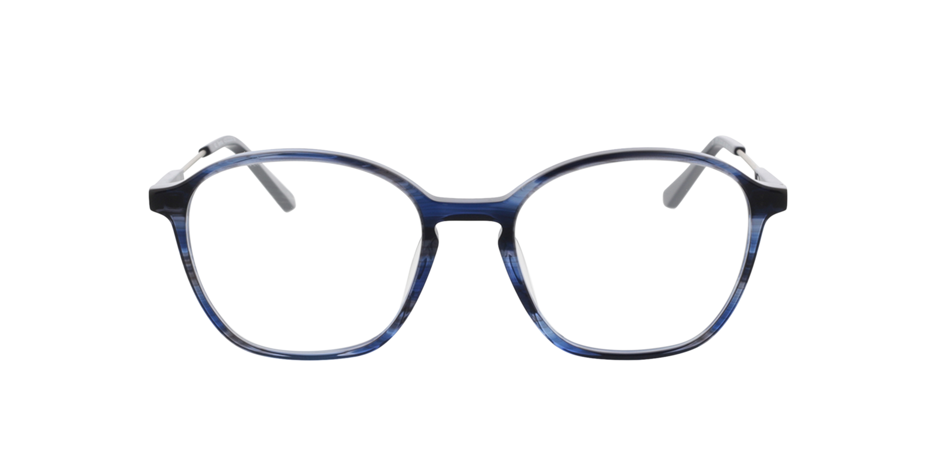 Brenda Blauw hoorn  &  matzilver AcetaatEyeglass Frames van B24, Vooraanzicht