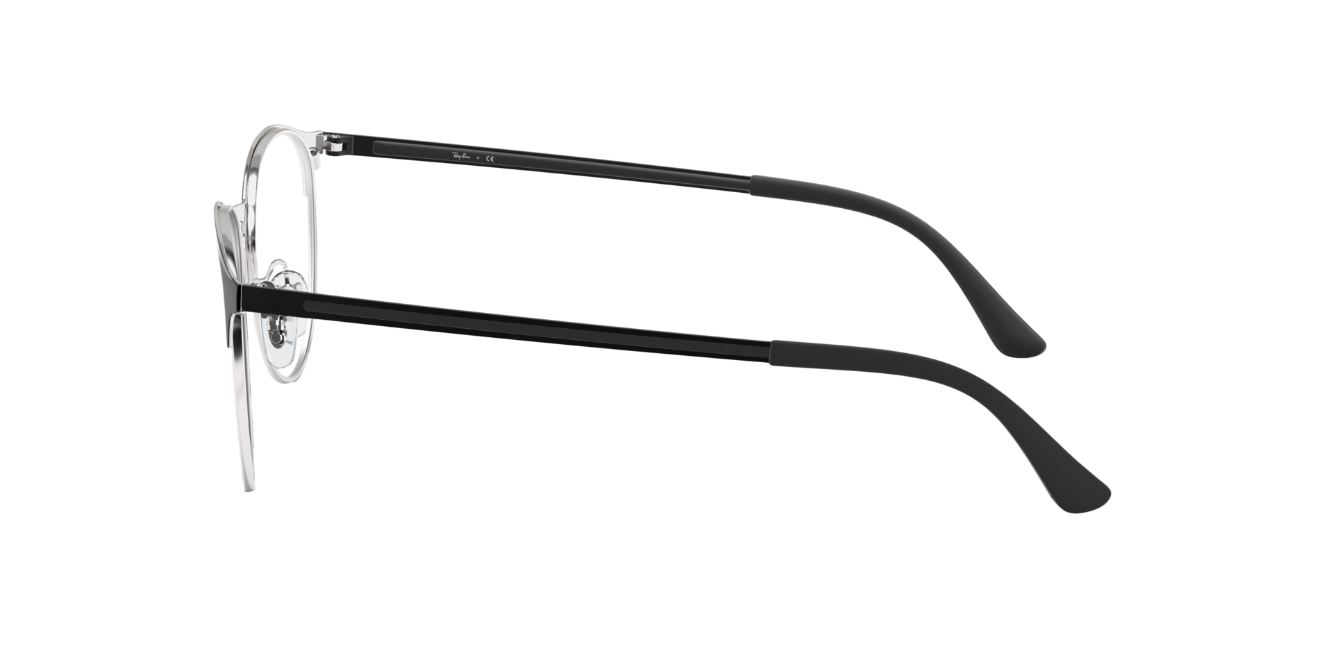 RB6375 Optics Schwarz auf Silber MetallEyeglass Frames von B24, Seitenansicht