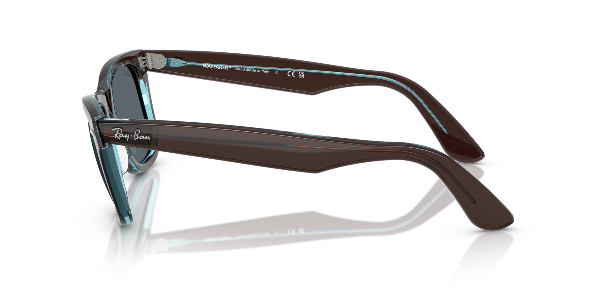 RB2140 Brown On Transparent Blue AcetaatSunglass Frames van B24, Zijaanzicht