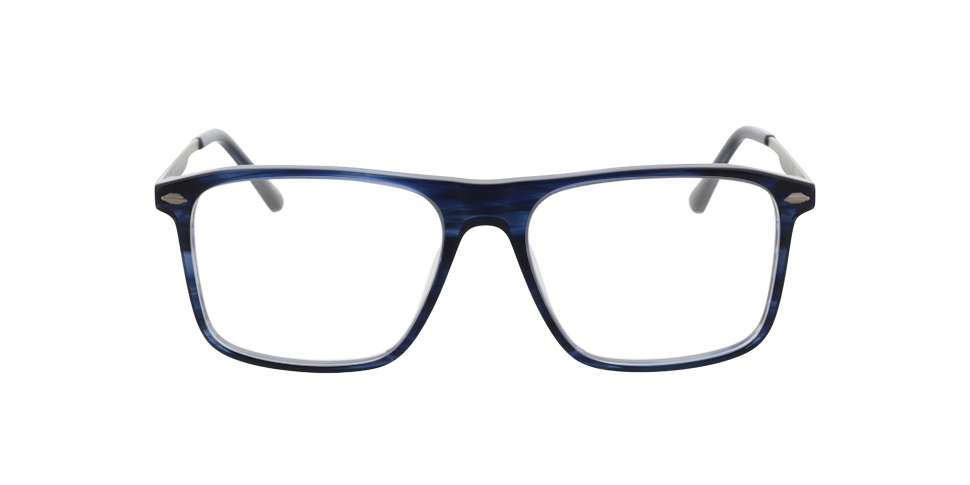 Mike Crystal Blue Horn  &  Silver AcetatEyeglass Frames von B24, Vorderansicht