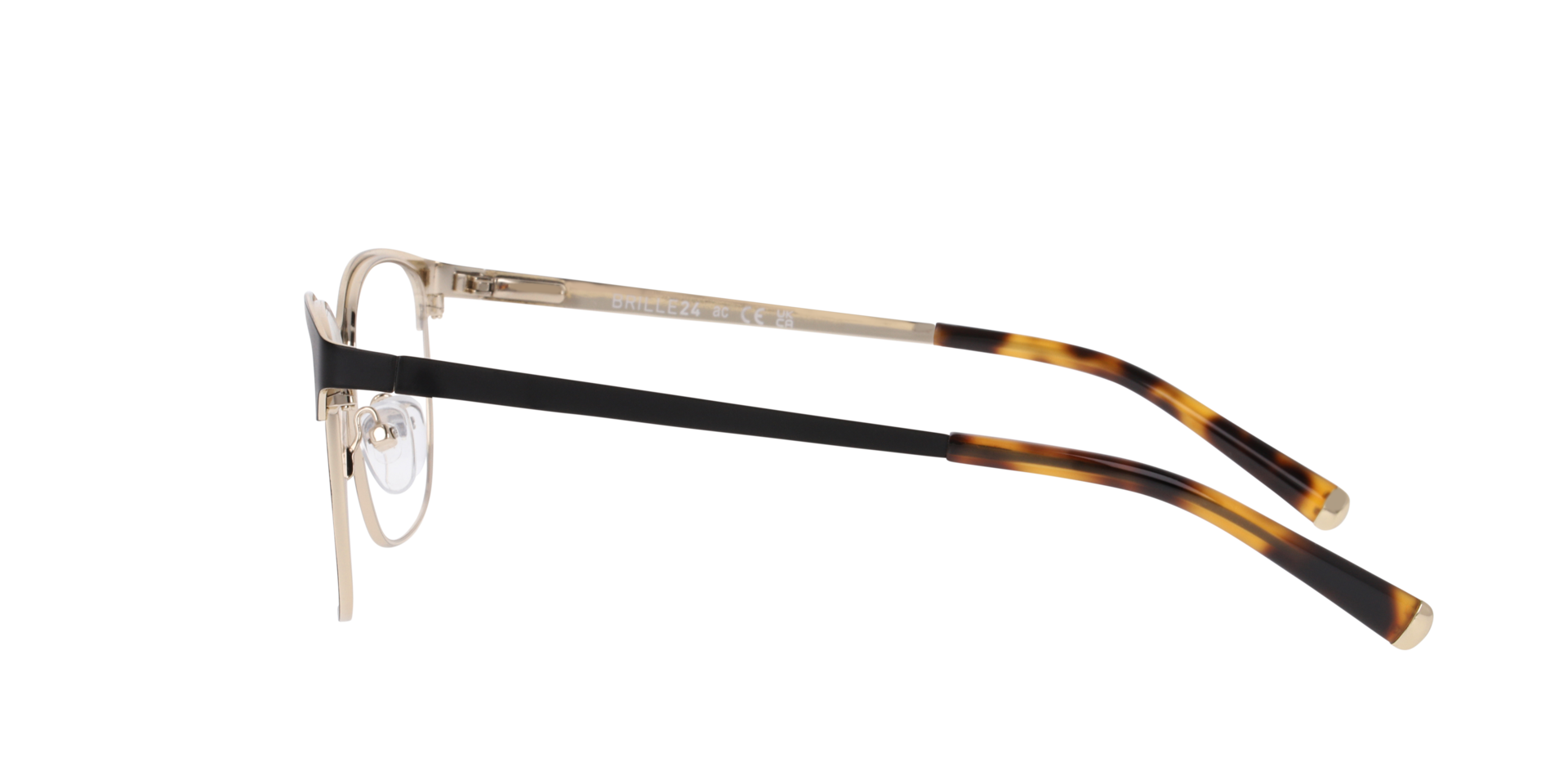 Freya Black & Gold MetaalEyeglass Frames van B24, Zijaanzicht