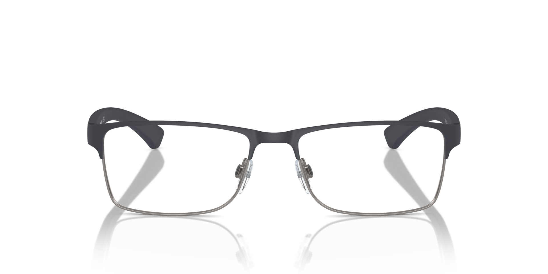 EA1052 Rubber Blue & Gunmetal MetallEyeglass Frames von B24, Vorderansicht