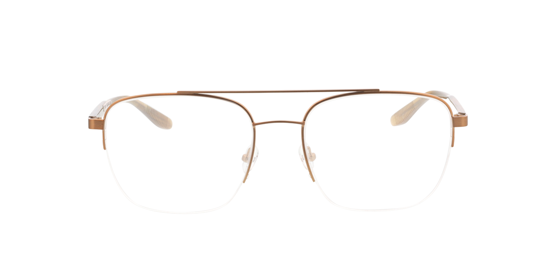 Zeus Brons  &  bruin hoorn MetaalEyeglass Frames van B24, Vooraanzicht
