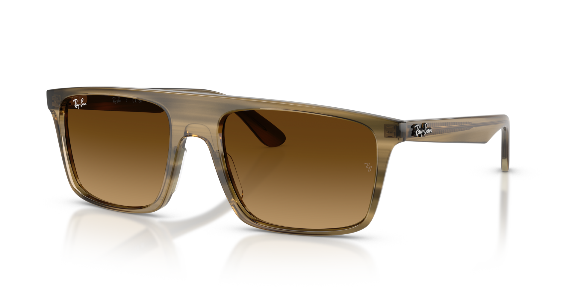 RB2222 Striped Green KunststofSunglass Frames van B24, Hoekweergave