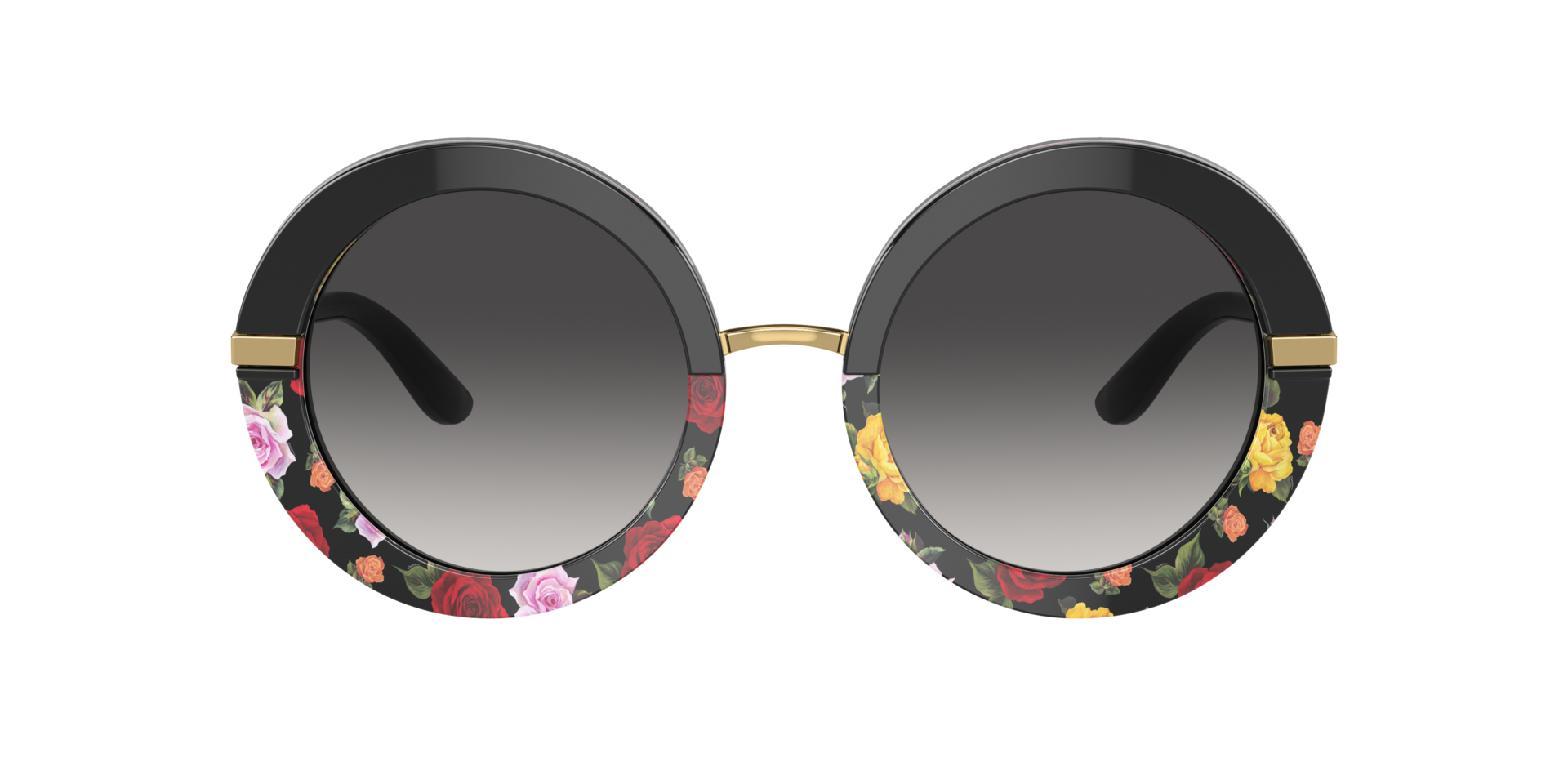DG4393 Black On Winter Flowers Print AcetaatSunglass Frames van B24, met getinte lenzen
