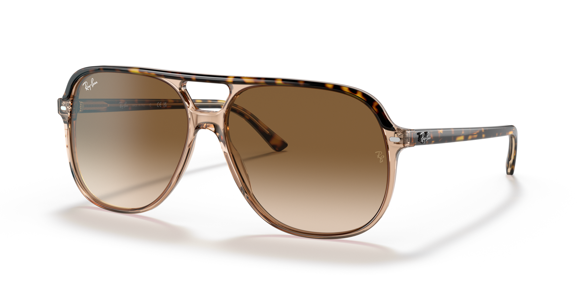 RB2198 Havana auf Braun transparent AcetatSunglass Frames von B24, Dreiviertelansicht