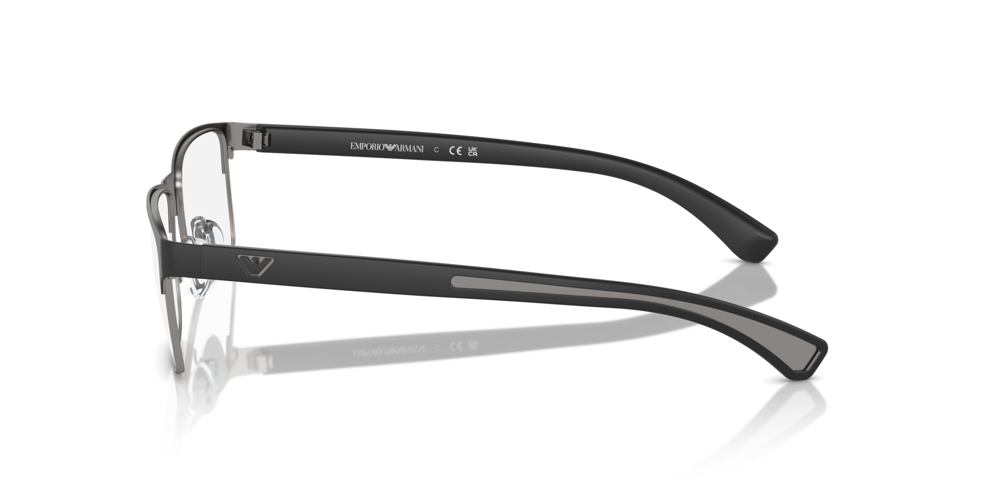 EA1052 Rubber zwart en staalgrijs MetaalEyeglass Frames van B24, Zijaanzicht