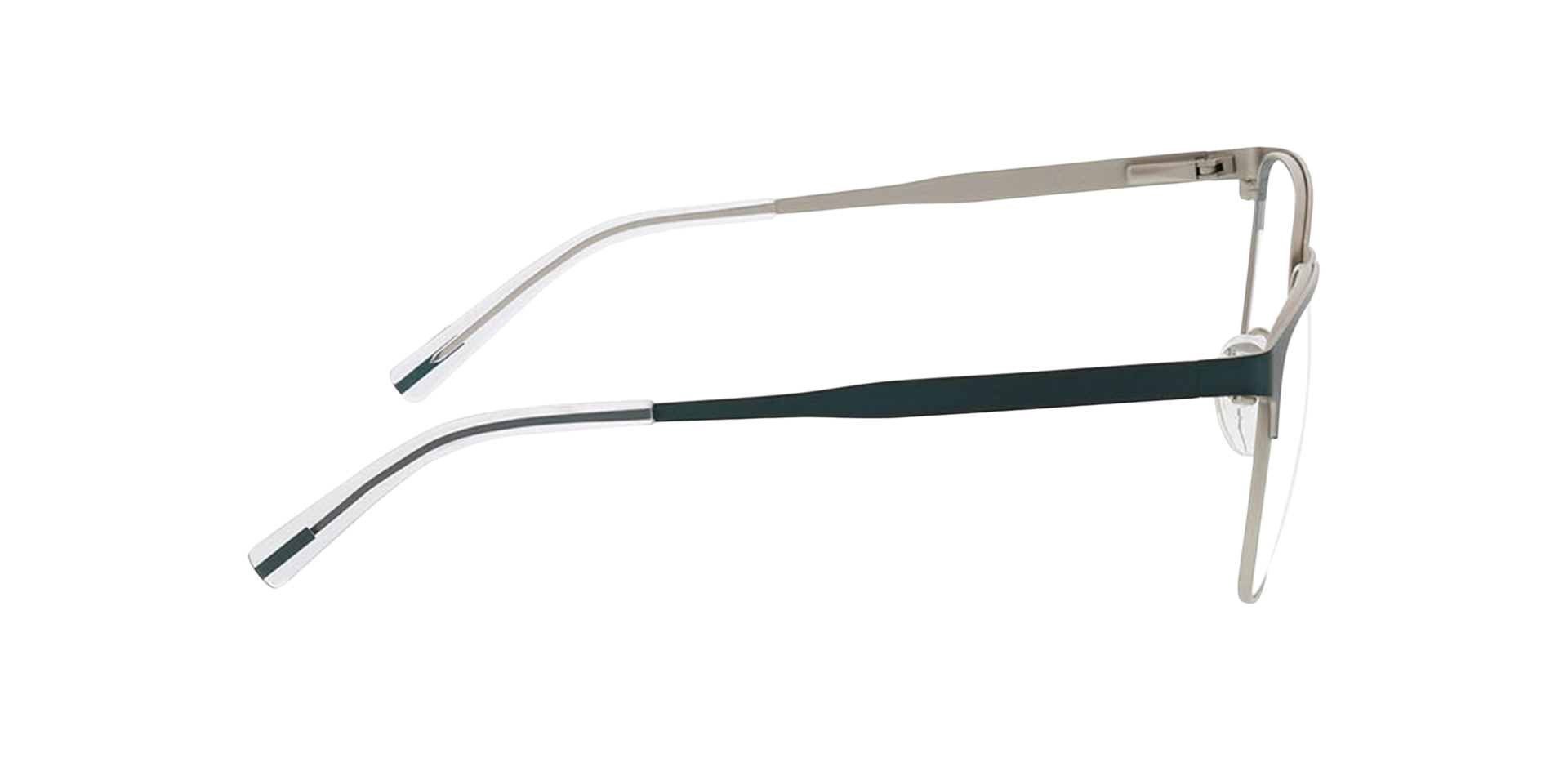 Hamilton Matt Green  &  Matt Silver MetallEyeglass Frames von B24, Seitenansicht