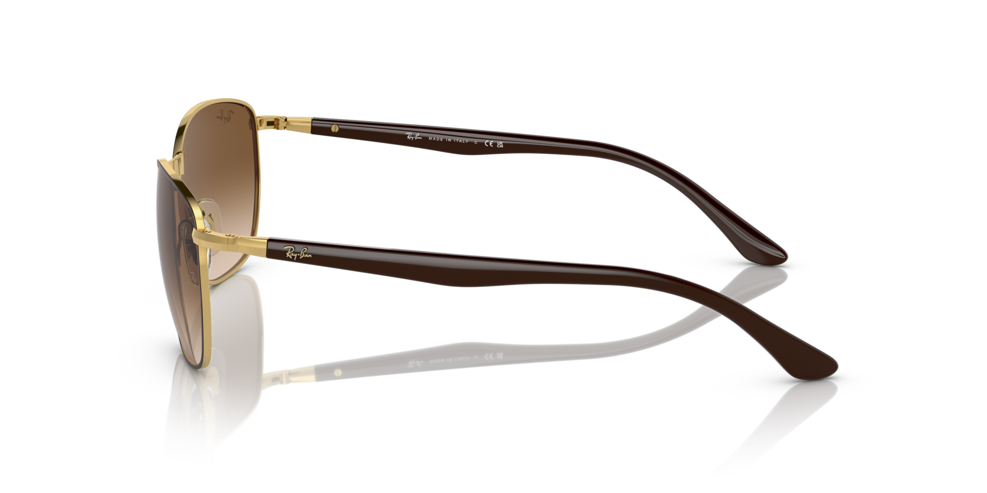 RB3702 Bruin op Goud MetaalSunglass Frames van B24, Zijaanzicht