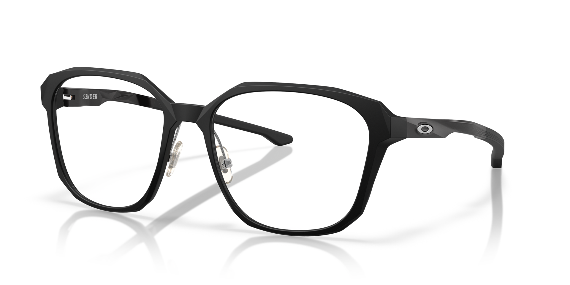 Slender Schwarz satiniert KunststoffEyeglass Frames von B24, Dreiviertelansicht