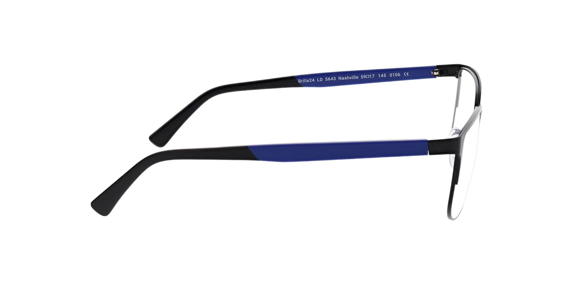 Nashville Matt Black  &  Blue  &  Black MetallEyeglass Frames von B24, Seitenansicht