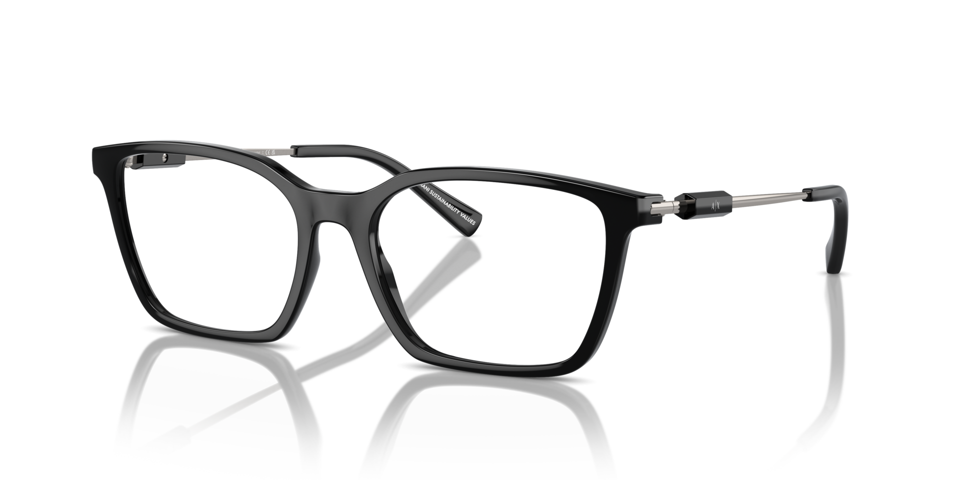 AX3113 Glanzend zwart KunststofEyeglass Frames van B24, Hoekweergave