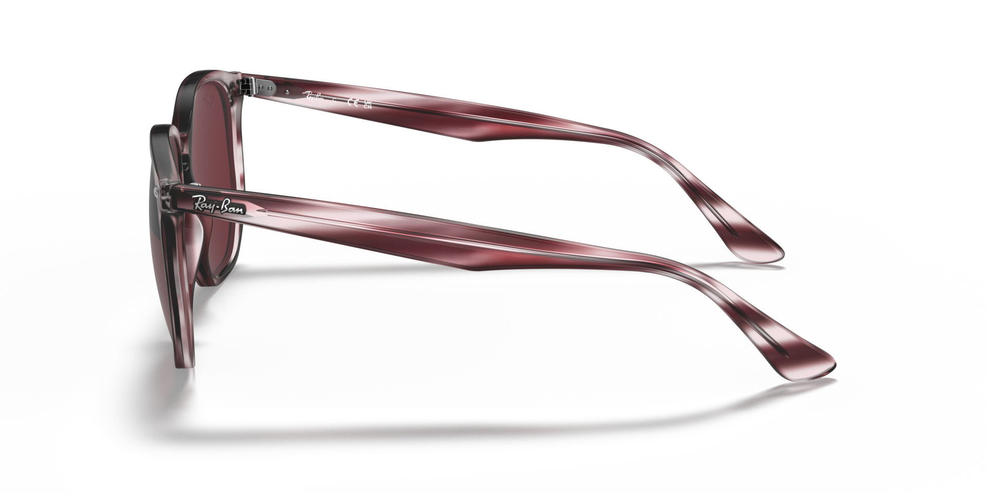 RB4306 Burgunderrot gestreift Havana KunststoffSunglass Frames von B24, Seitenansicht