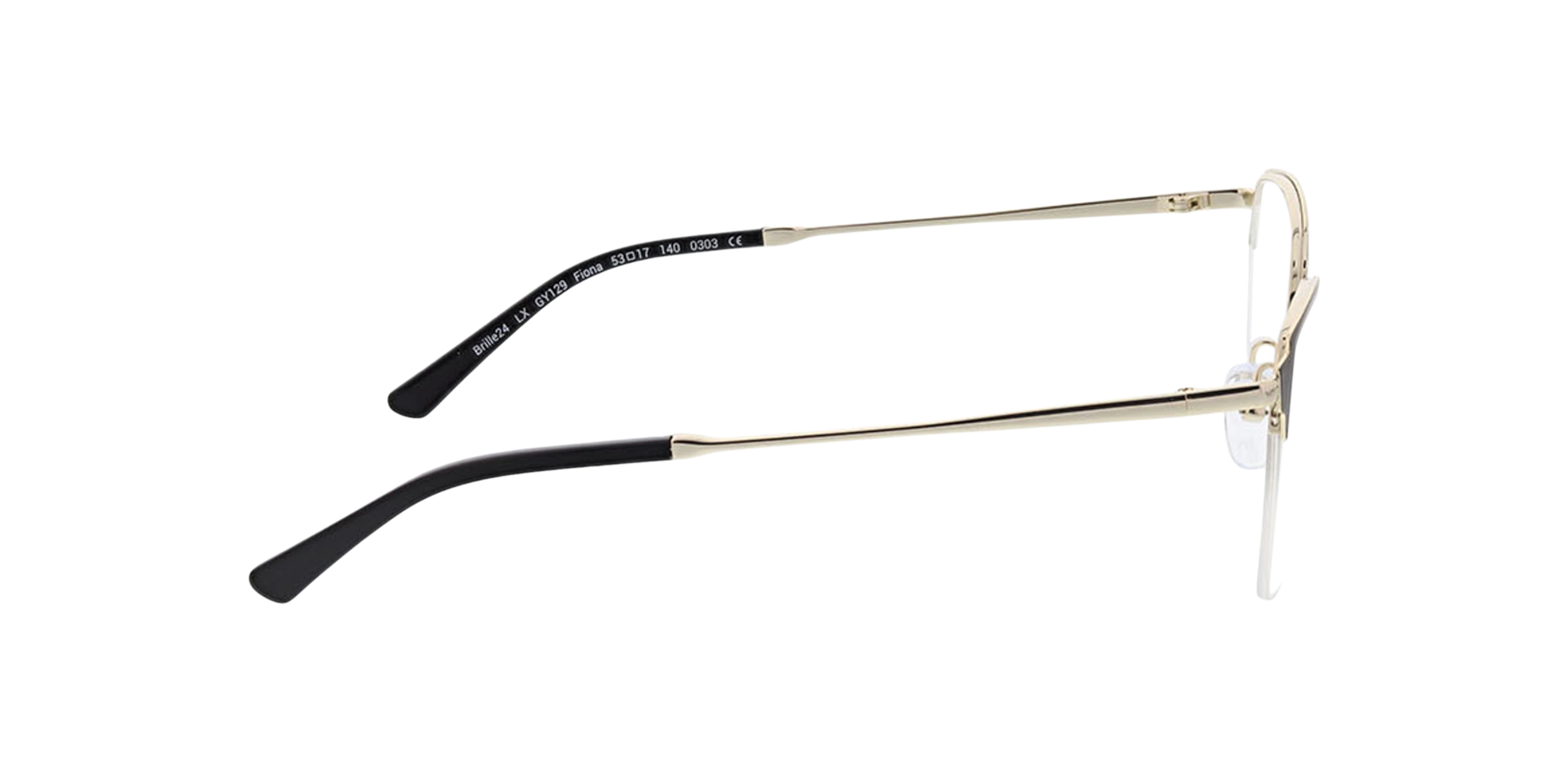 Fiona Zwart & lichtgoud MetaalEyeglass Frames van B24, Zijaanzicht
