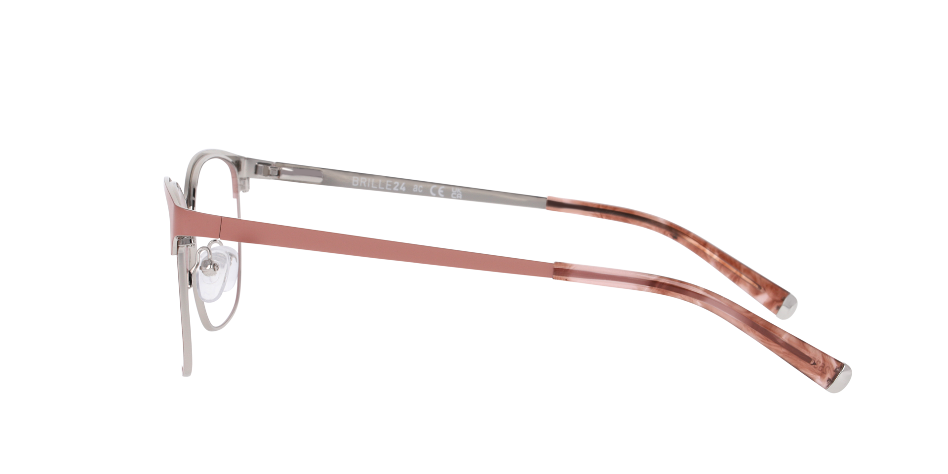 Freya Pink & Silver MetallEyeglass Frames von B24, Seitenansicht