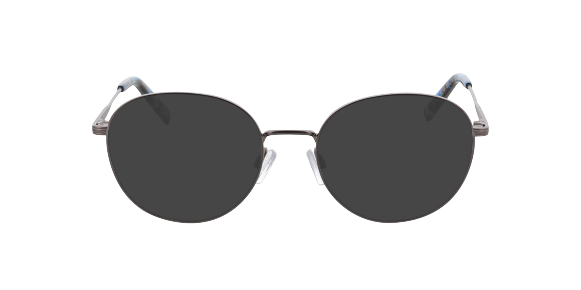 Julia Satijn licht staalgrijs  &  blauw Havana MetaalEyeglass Frames van B24, met getinte lenzen