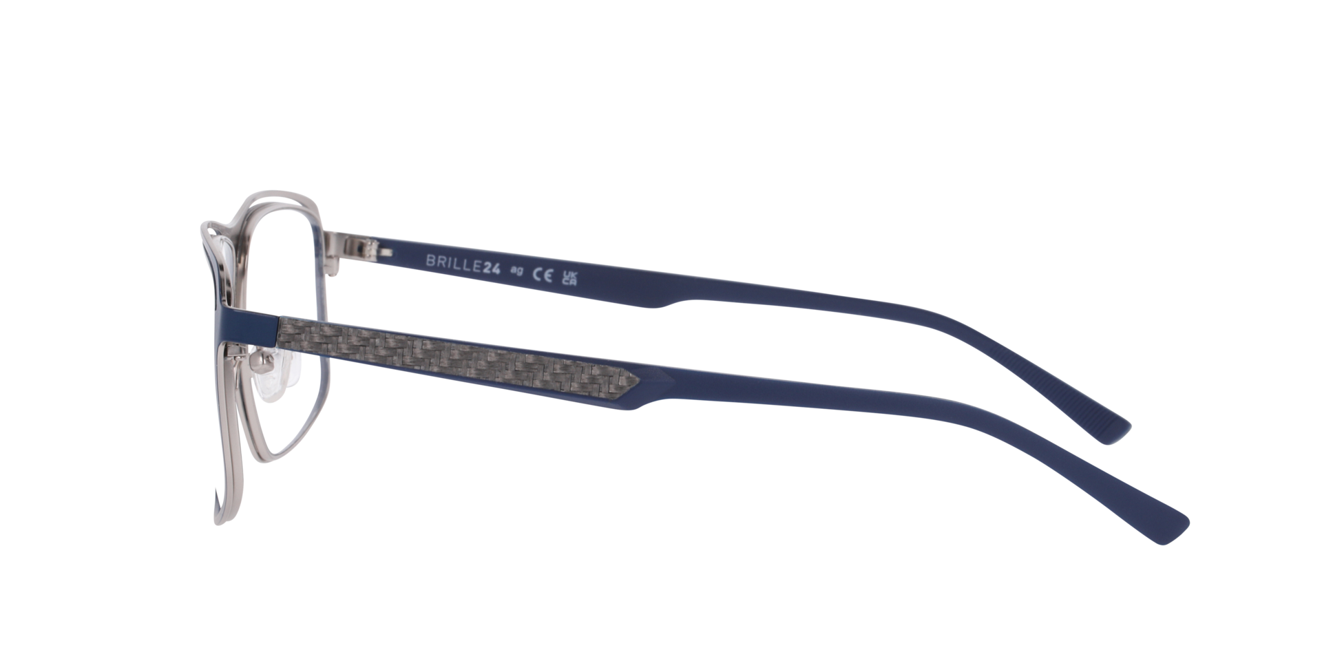 Oslo Silver & Dark Blue MetaalEyeglass Frames van B24, Zijaanzicht