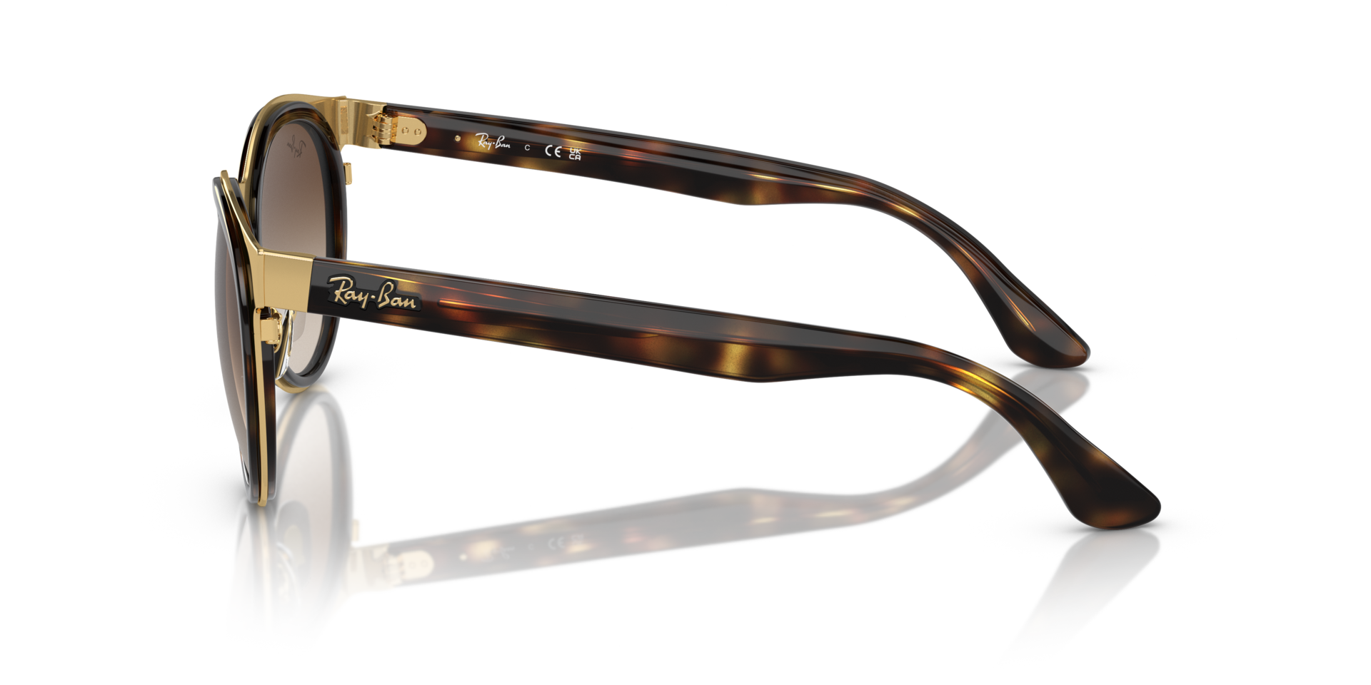 RB3710 Havana auf Gold MetallSunglass Frames von B24, Seitenansicht