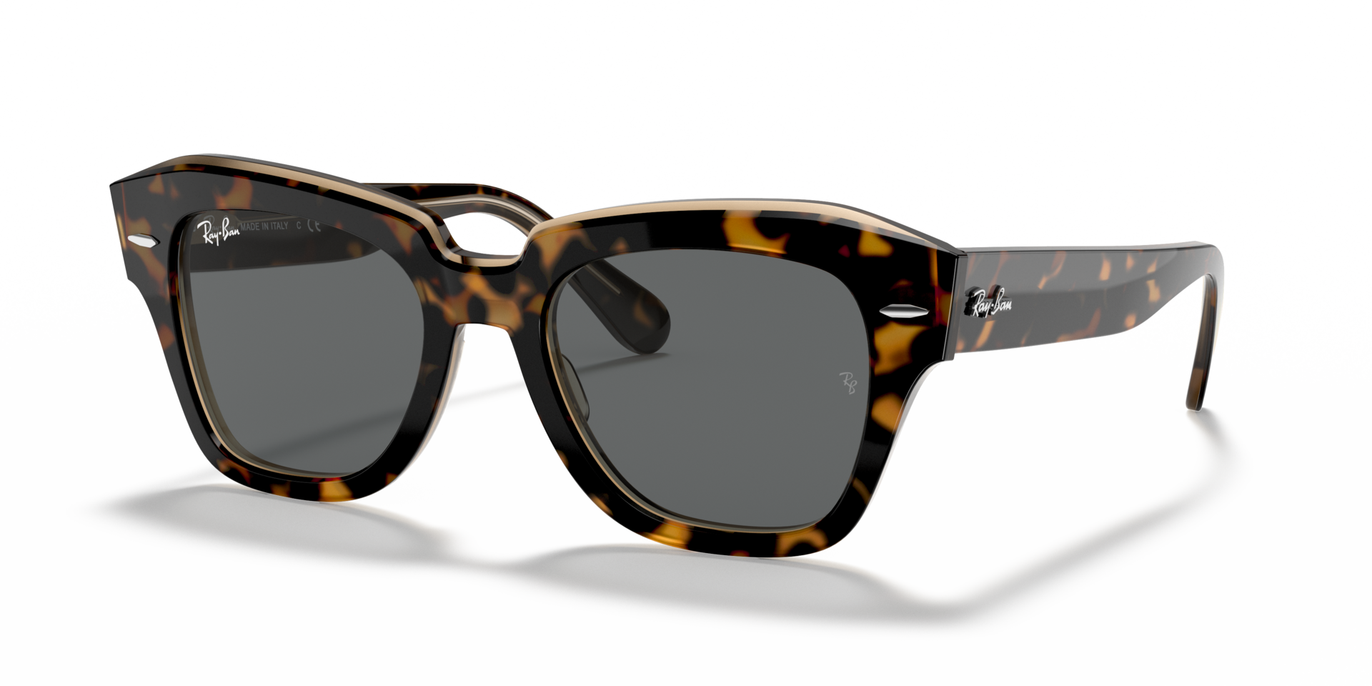 RB2186 Havana auf Braun transparent AcetatSunglass Frames von B24, Dreiviertelansicht