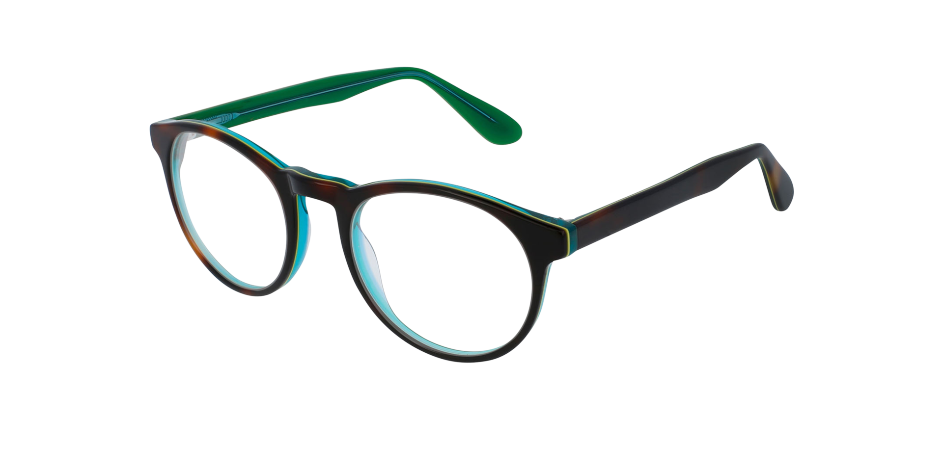 Parker CT Tortoise & Emerald AcetaatEyeglass Frames van B24, Hoekweergave