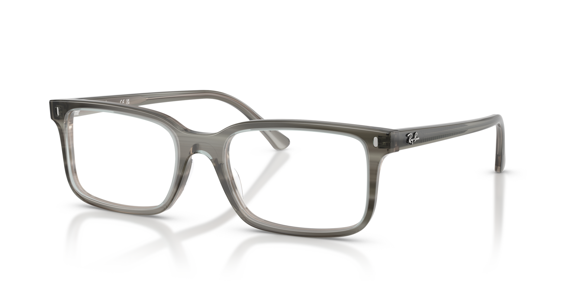 RB5445 Grau gestreift AcetatEyeglass Frames von B24, Dreiviertelansicht