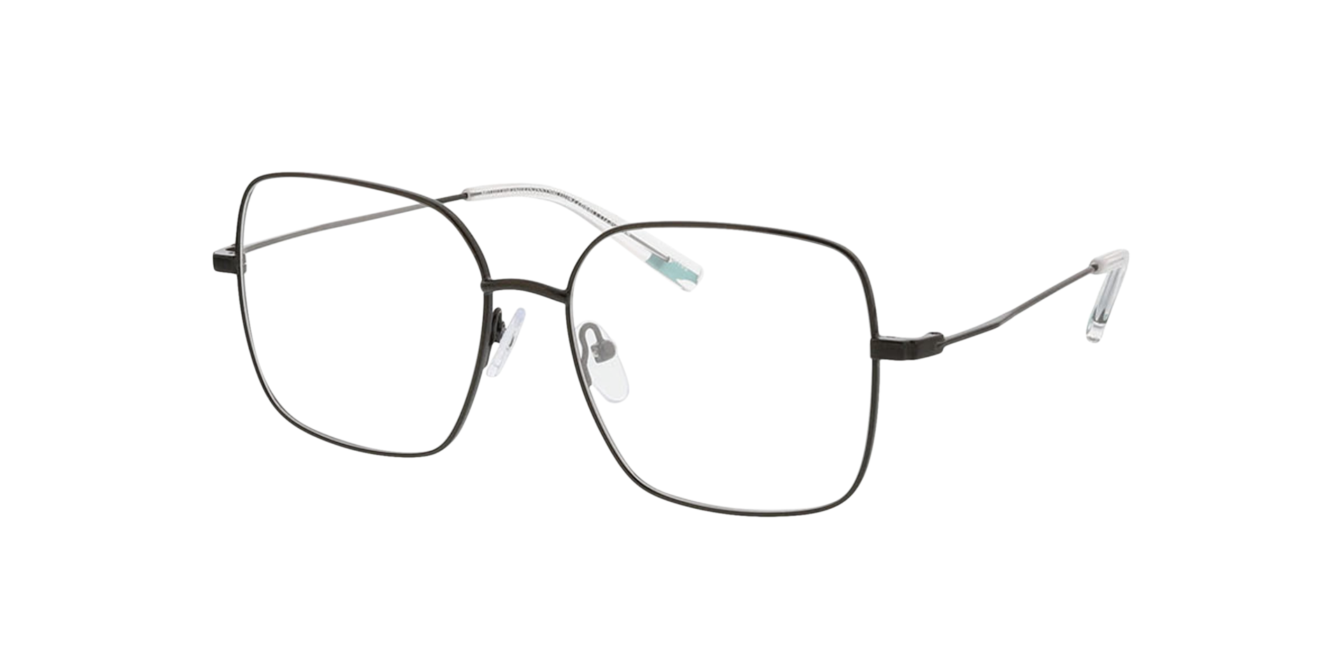 Carrie Parelachtig zwart MetaalEyeglass Frames van B24, Hoekweergave