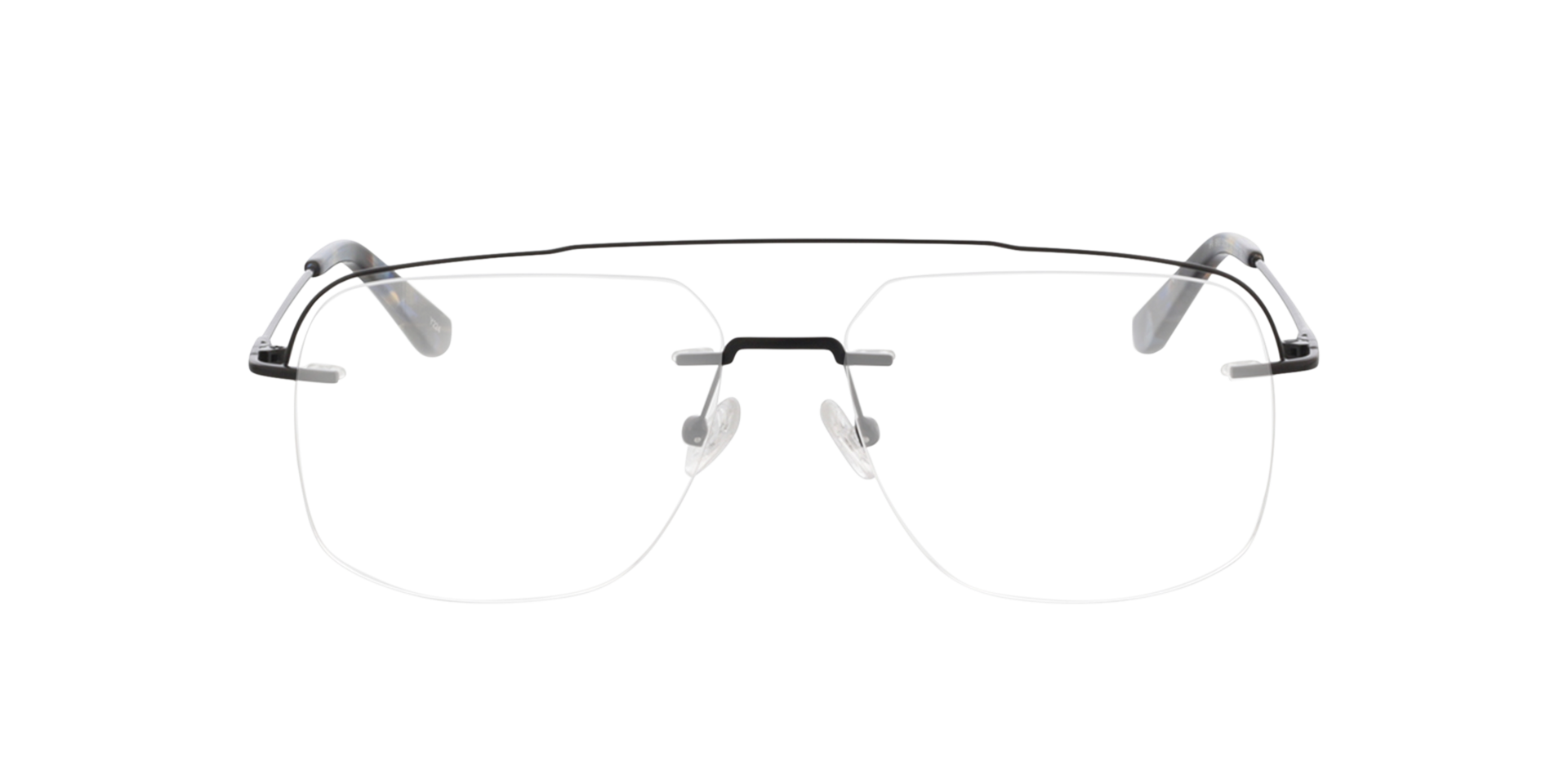 Lee Mattschwarz MetallEyeglass Frames von B24, Vorderansicht