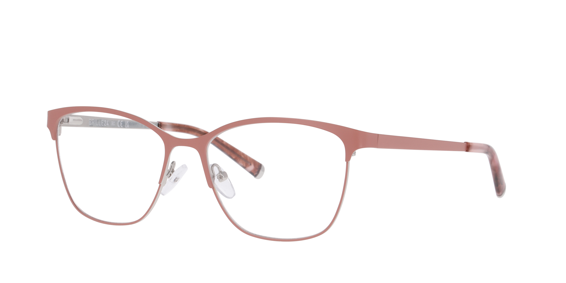 Freya Pink & Silver MetallEyeglass Frames von B24, Dreiviertelansicht