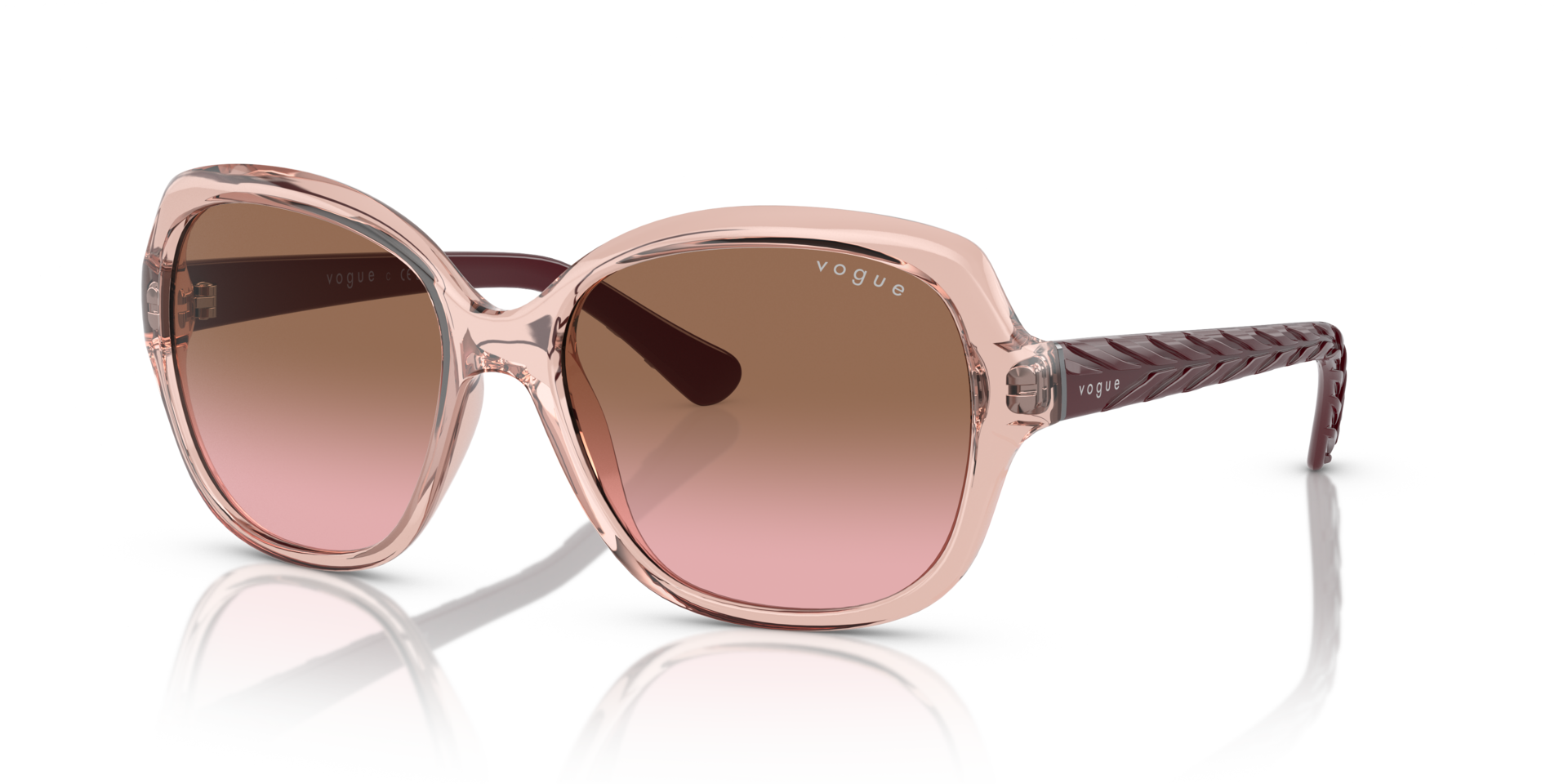 VO2871S Transparant Roze KunststofSunglass Frames van B24, Hoekweergave