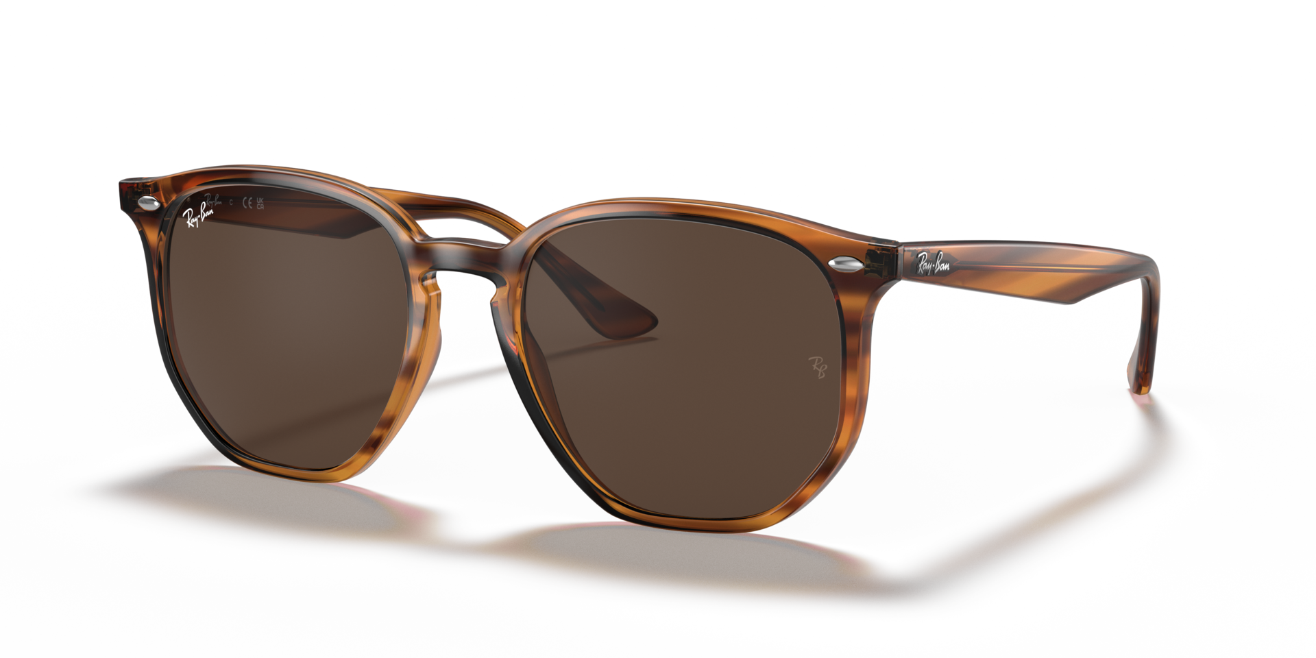 RB4306 Rot gestreift Havana KunststoffSunglass Frames von B24, Dreiviertelansicht