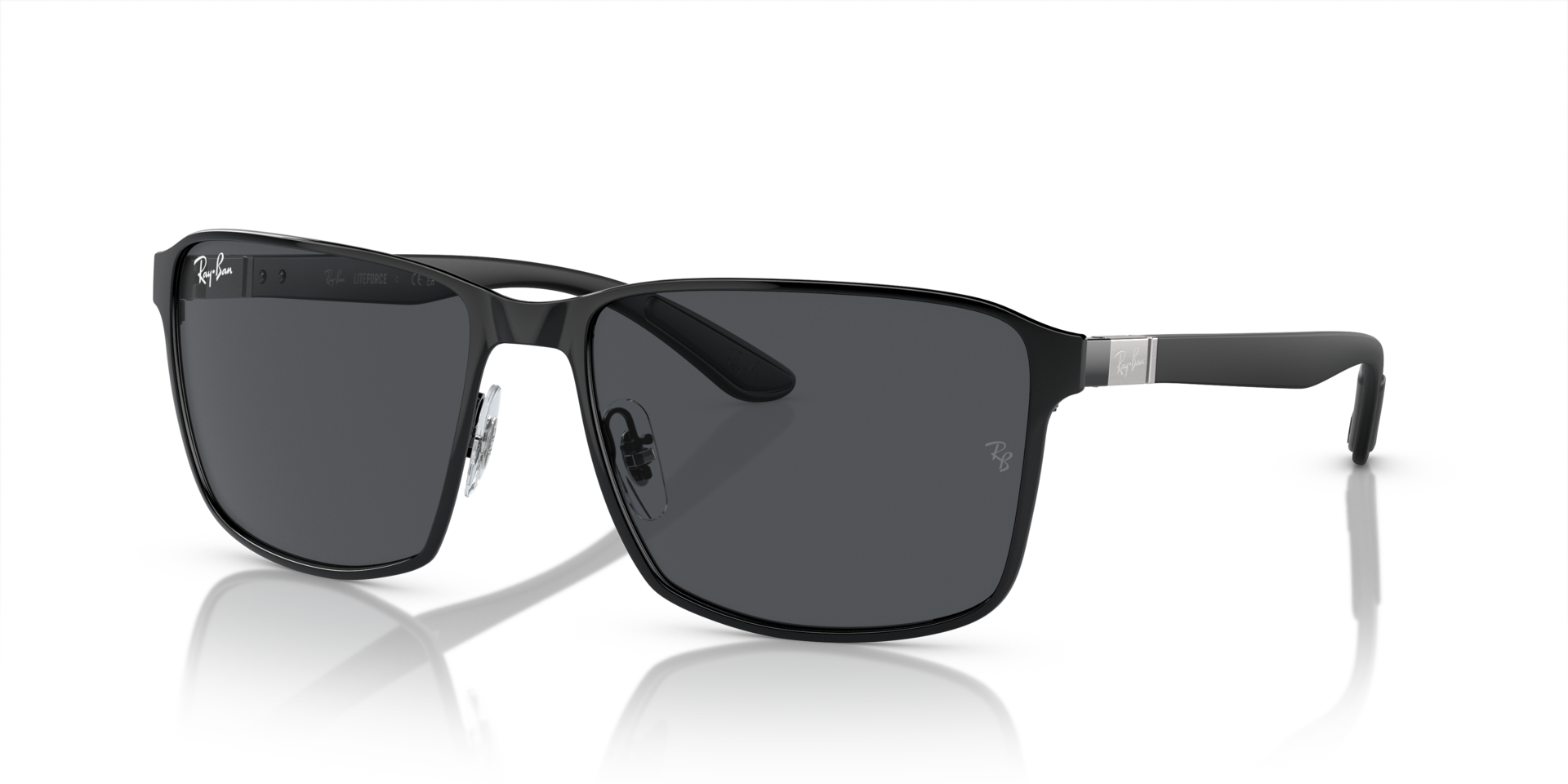 RB3721 Schwarz auf Schwarz MetallSunglass Frames von B24, Dreiviertelansicht