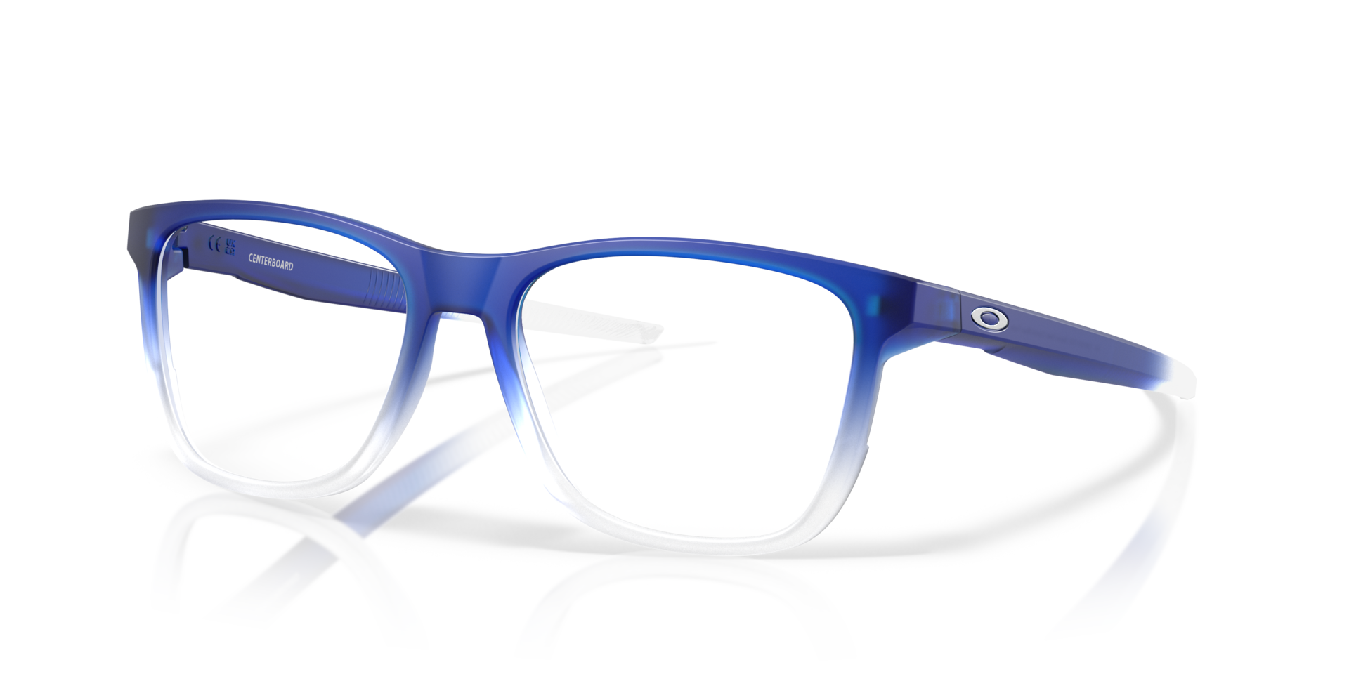 Centerboard Fathom Collection Matte Clear Crystal Blue Fade KunststofEyeglass Frames van B24, Hoekweergave