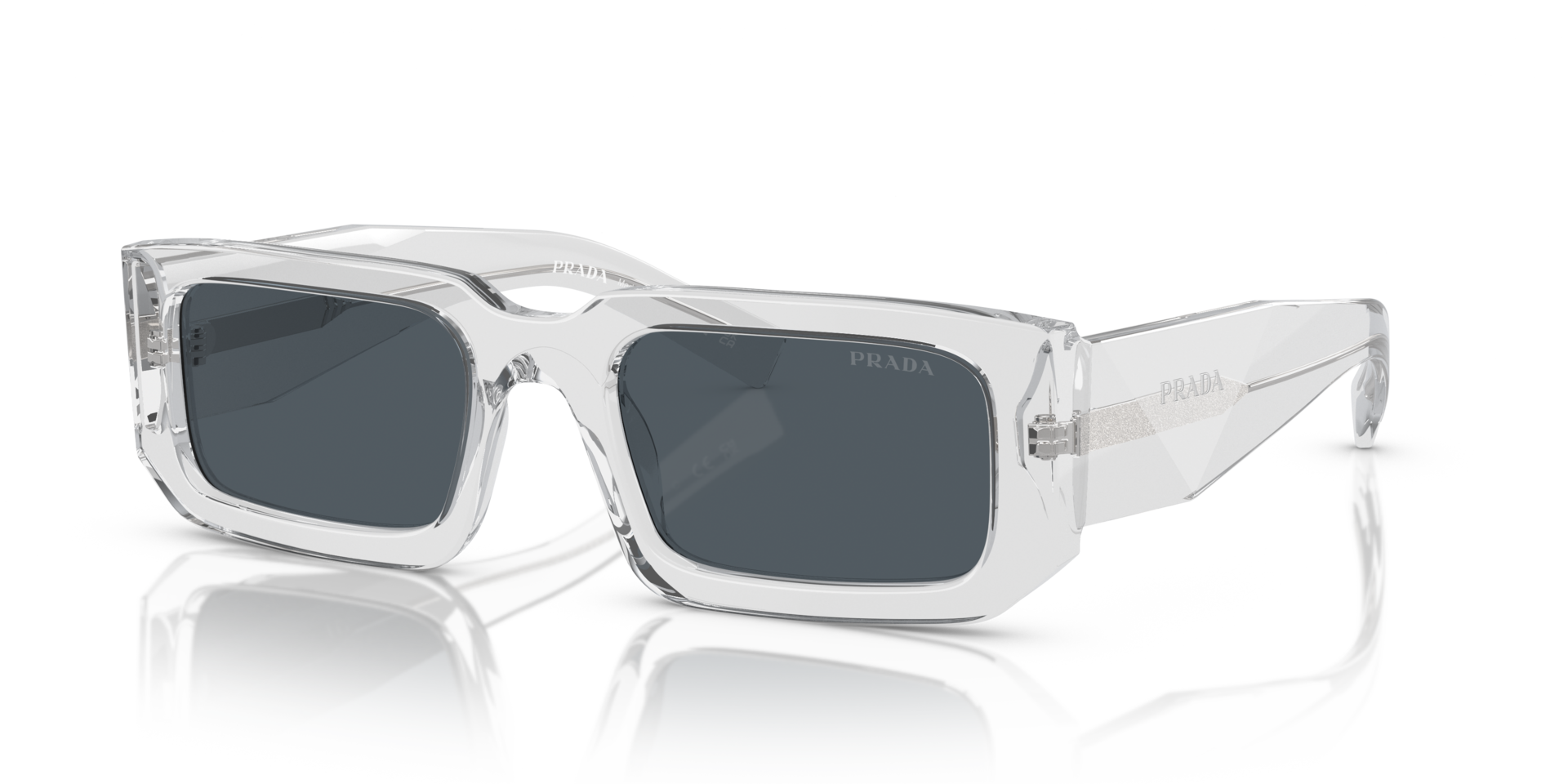 PR 06YS Grau transparent AcetatSunglass Frames von B24, Dreiviertelansicht