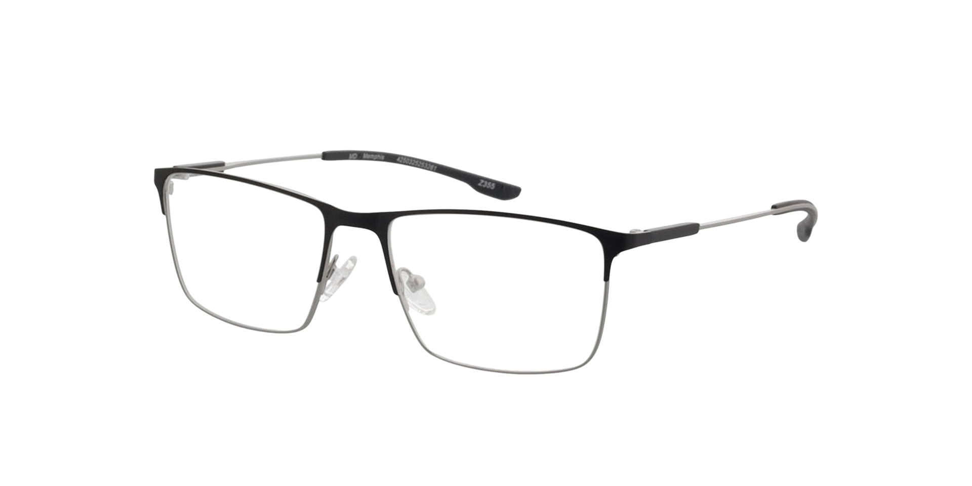 Memphis Matzwart  &  matzilver MetaalEyeglass Frames van B24, Hoekweergave