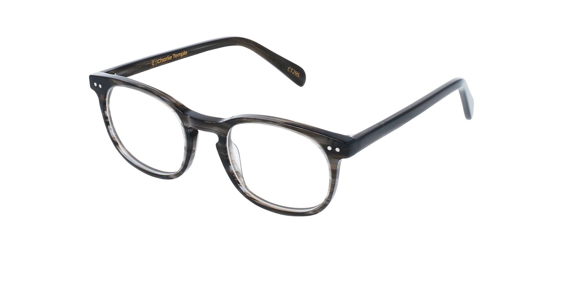 Clark Striped Gainsboro AcetatEyeglass Frames von B24, Dreiviertelansicht