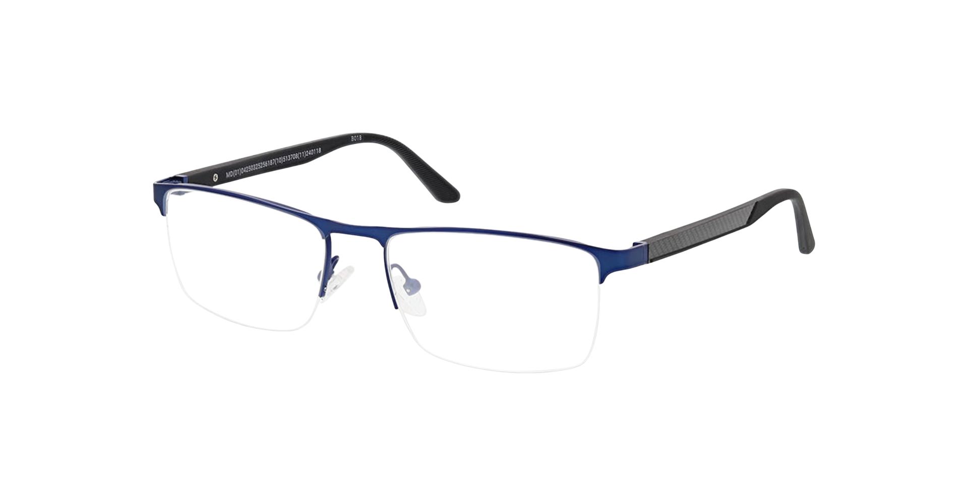 Boston Matt Dark Blue MetaalEyeglass Frames van B24, Hoekweergave