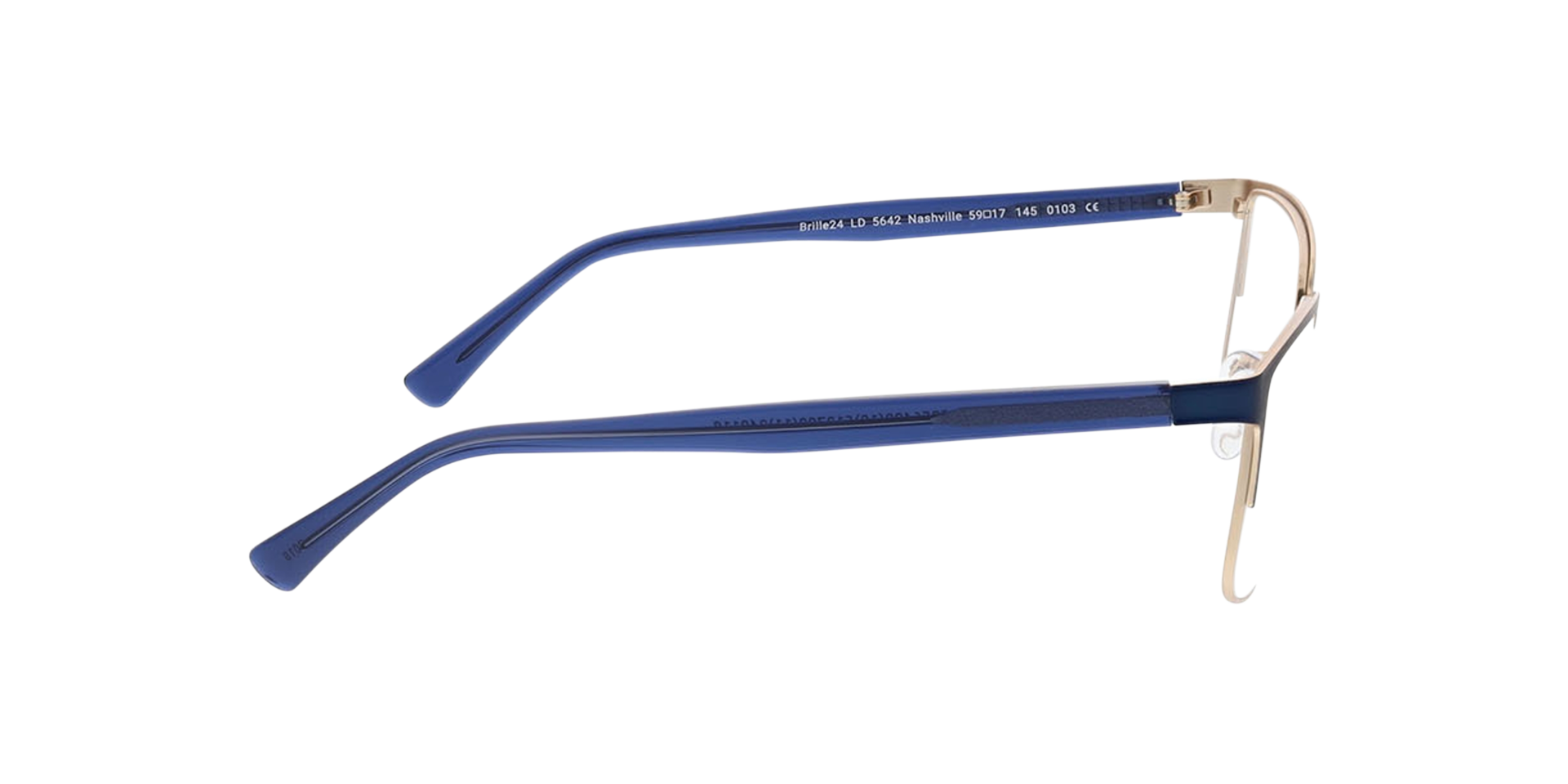 Nashville Dark Blue  &  Gold MetallEyeglass Frames von B24, Seitenansicht
