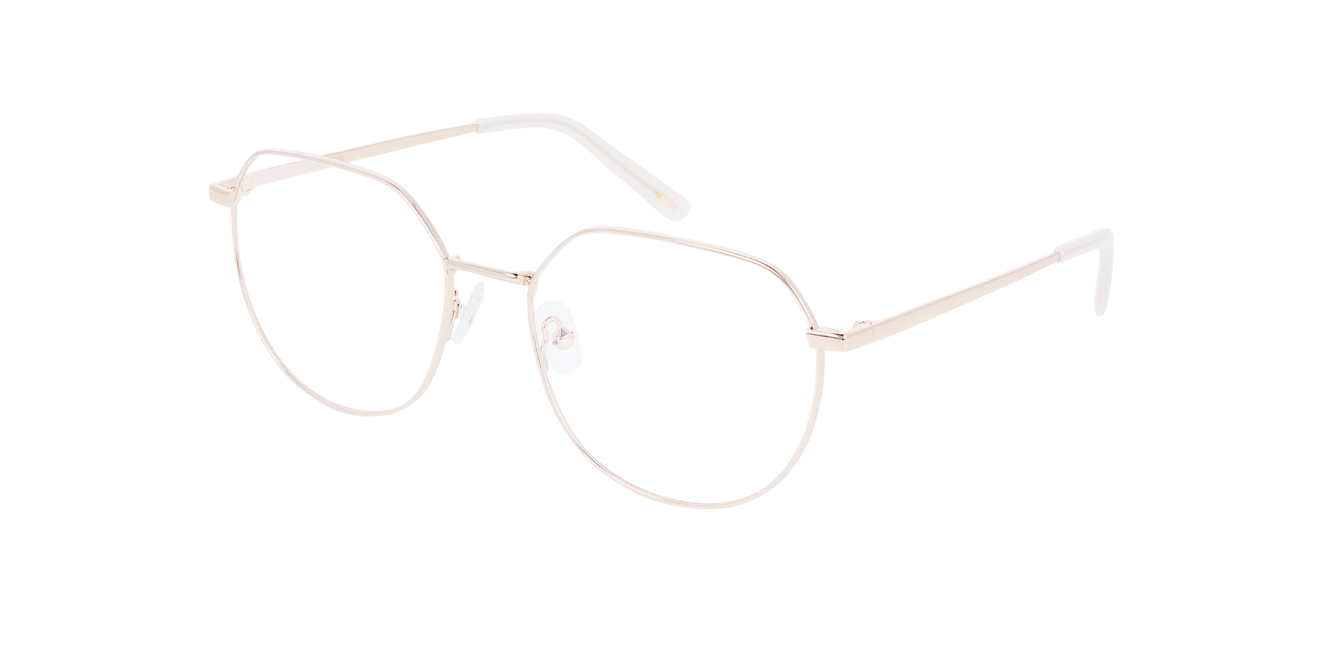 Nisrine Rose Gold Metal MetallEyeglass Frames von B24, Dreiviertelansicht
