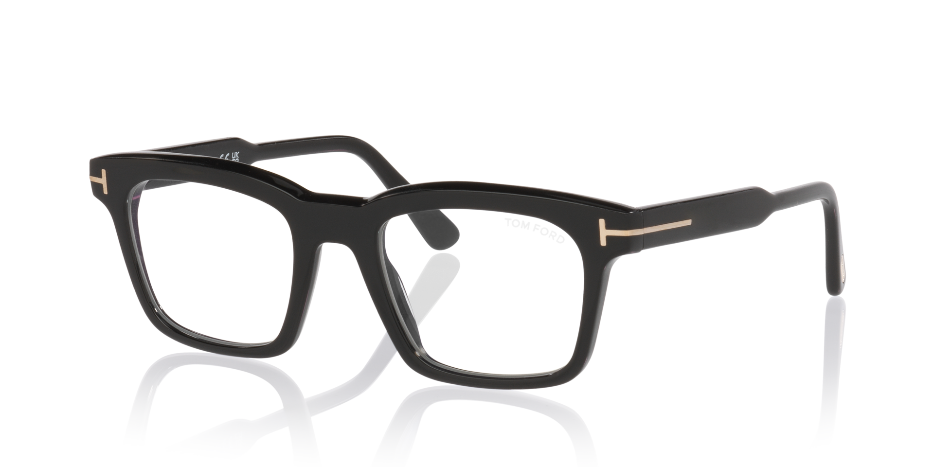 FT6122-B Glänzendes Schwarz AcetatEyeglass Frames von B24, Dreiviertelansicht