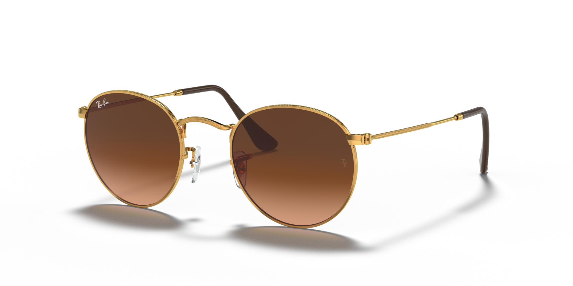 Round Metal Hellbronze MetallSunglass Frames von B24, Dreiviertelansicht